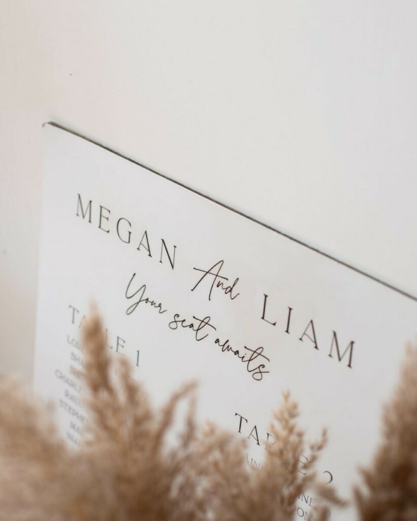 Panneau de Bienvenue et plan de table mariage sur panneau de PVC 3mm