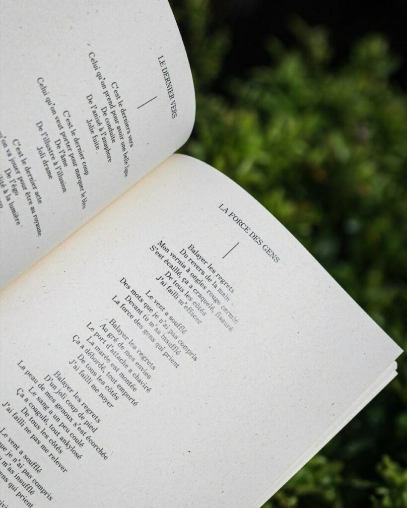 Livre recueil de poèmes sur papier recyclé – Woodstock Betulla – Reliure dos carré collé avec titre sur la tranche