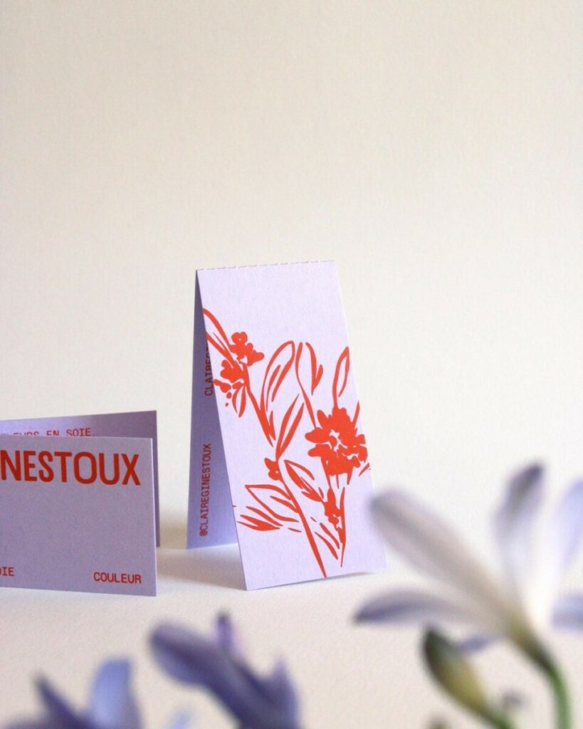Carte de visite avec pli en marquage à chaud pigmentaire orange brillant Icarus – Colorplan Lavender 350gr