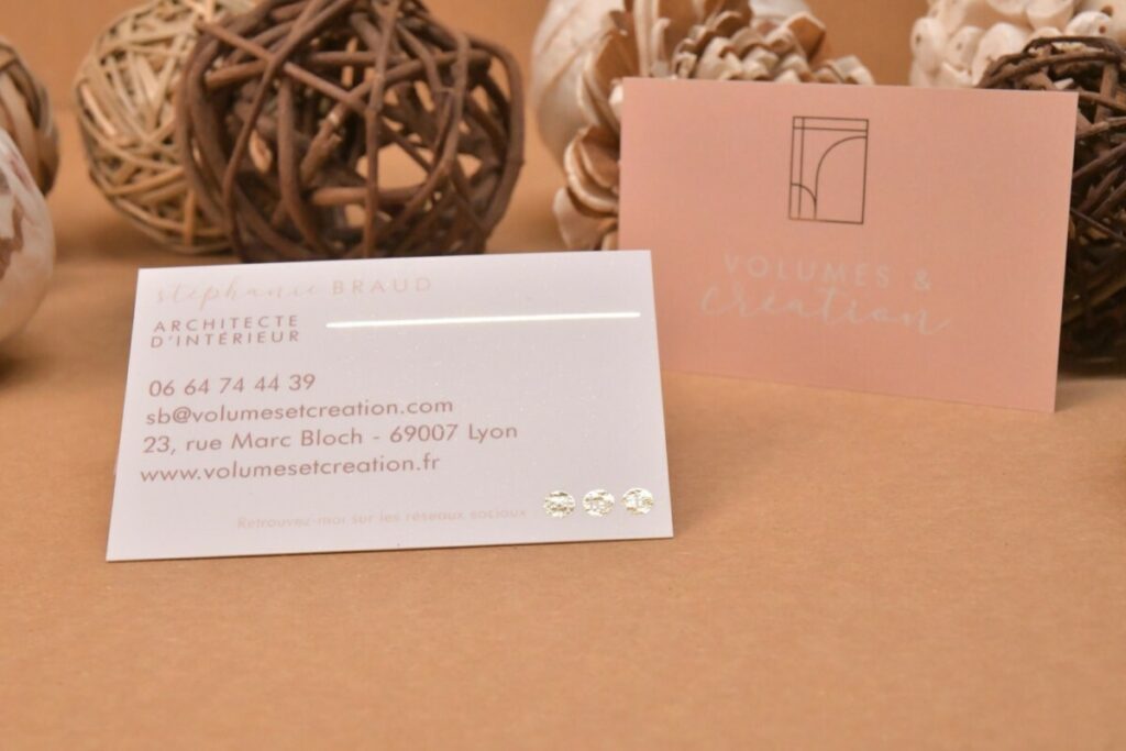 Cartes de visite pour architecte d’intérieur – Couché mat 350g avec pelliculage mat – Dorure numérique OR