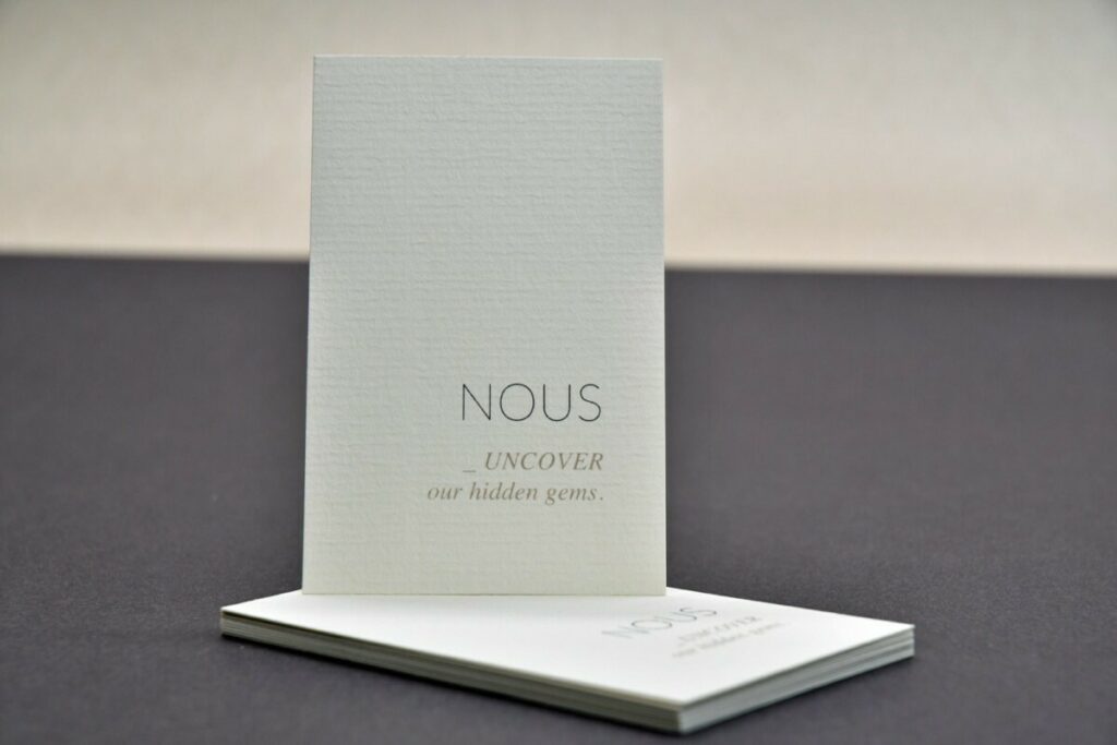 Cartes de visite pour gites d’exception – Papier texturé conqueror vergé blanc 300gr/m2