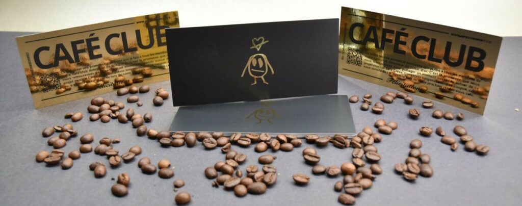 Tickets d’or pour café club – Dorure numérique OR R°V° – découpe rectangle