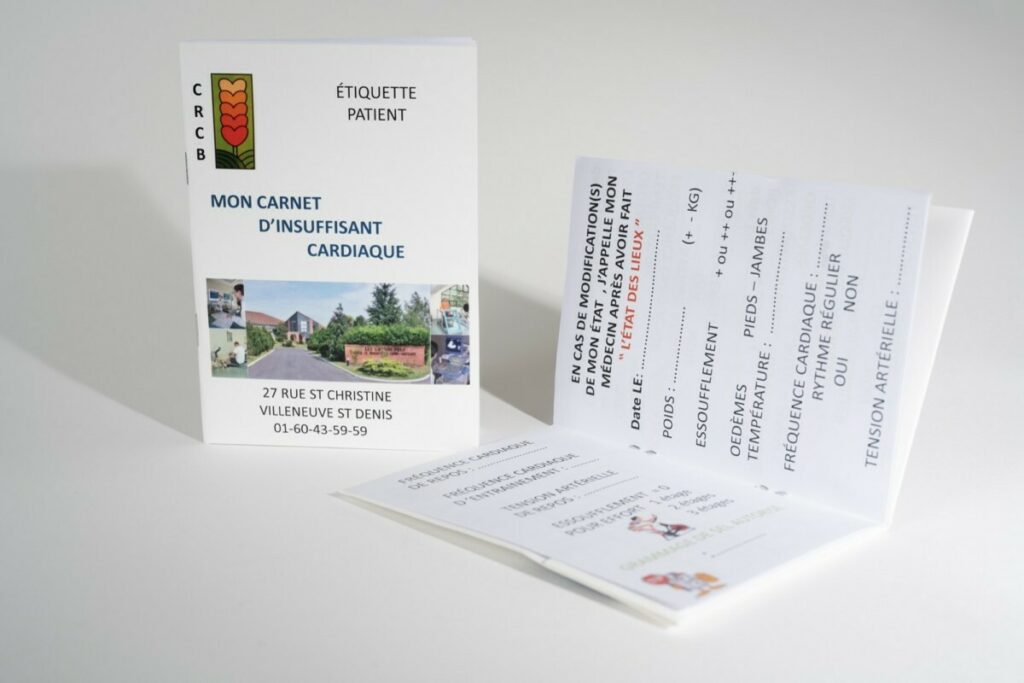 Carnet A6 pour prescription médicales avec pochette à rabat sur couverture – Reliure au pli avec 2 agrafes métal