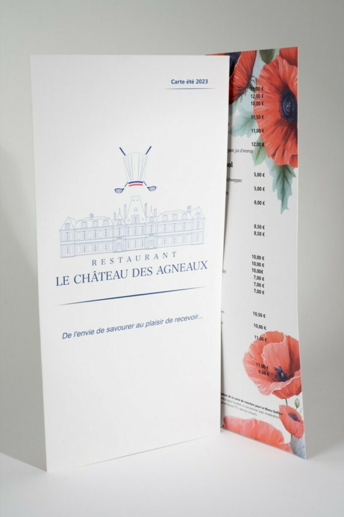 Carte d’été pour restaurant en 3 volets – Couché mat avec pelliculage soft touch