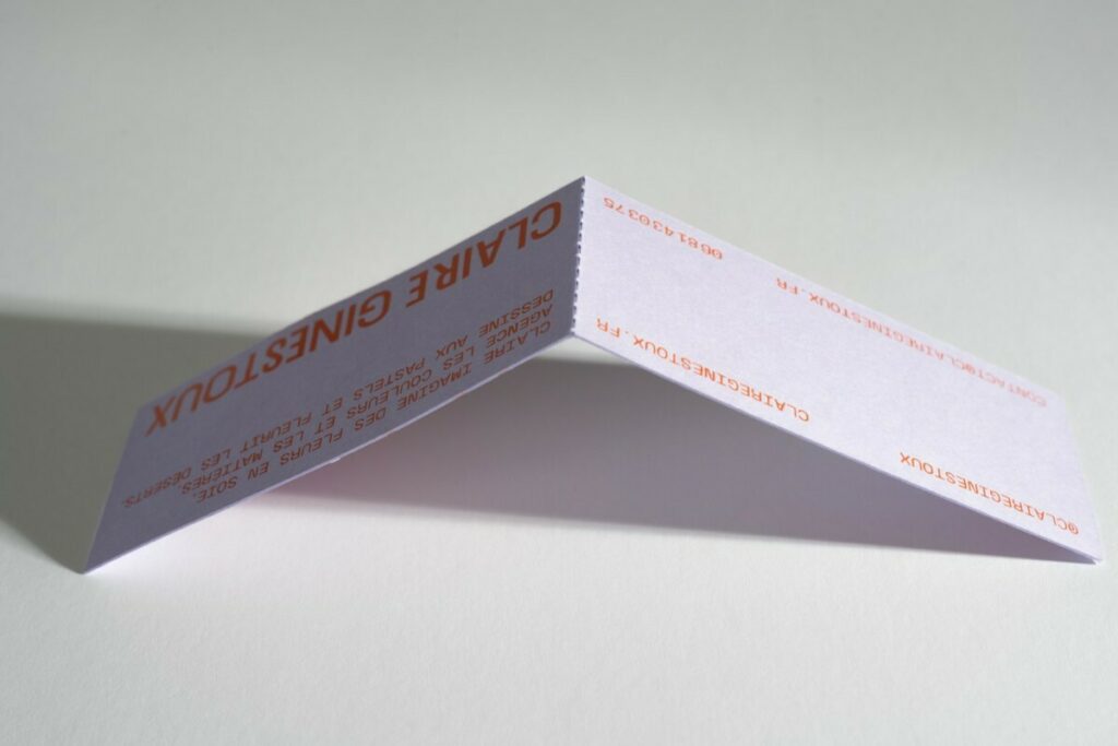Carte de visite avec pré-découpage en marquage à chaud pigmentaire orange brillant Icarus – Colorplan Lavender 350gr