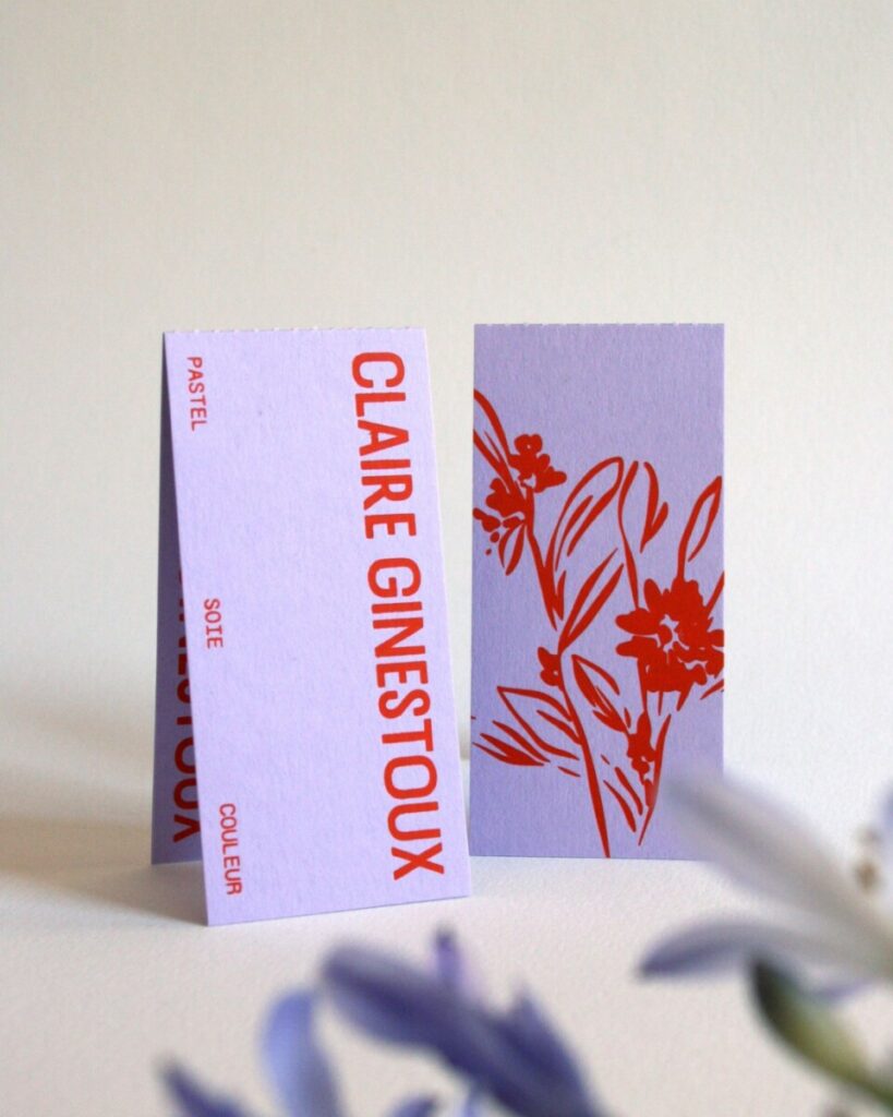 Cartes de visites originales pour créatrice de fleurs en soie avec partie détachable