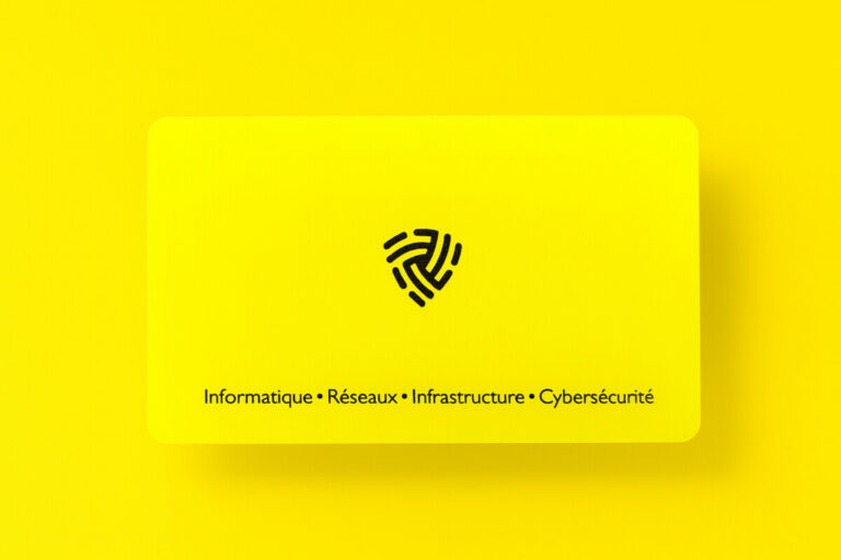 Cartes de visite sur papier texturé jaune fluo et impression noir numérique