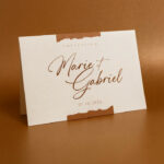 Faire-part de mariage 2 volets avec impression cuivre