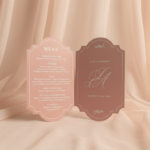 Menu de mariage avec découpe sur mesure sur papier texturé